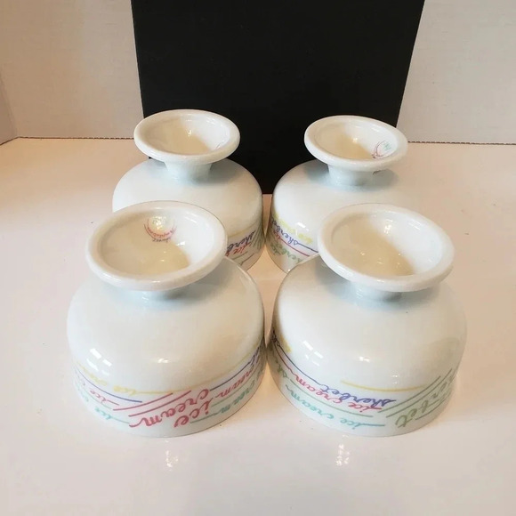Vintage 1980s Set of 4 Sweet Temptations Pastel Footed  Ice Cream Bowls. - Picture 3 of 7